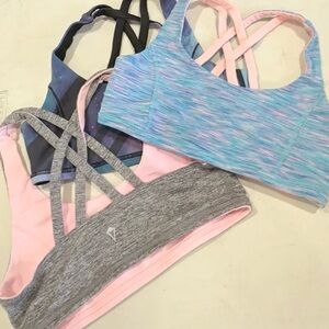 Ivivva Strappy Sports Bra Trio - Gray, Blue, Black